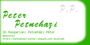 peter petnehazi business card